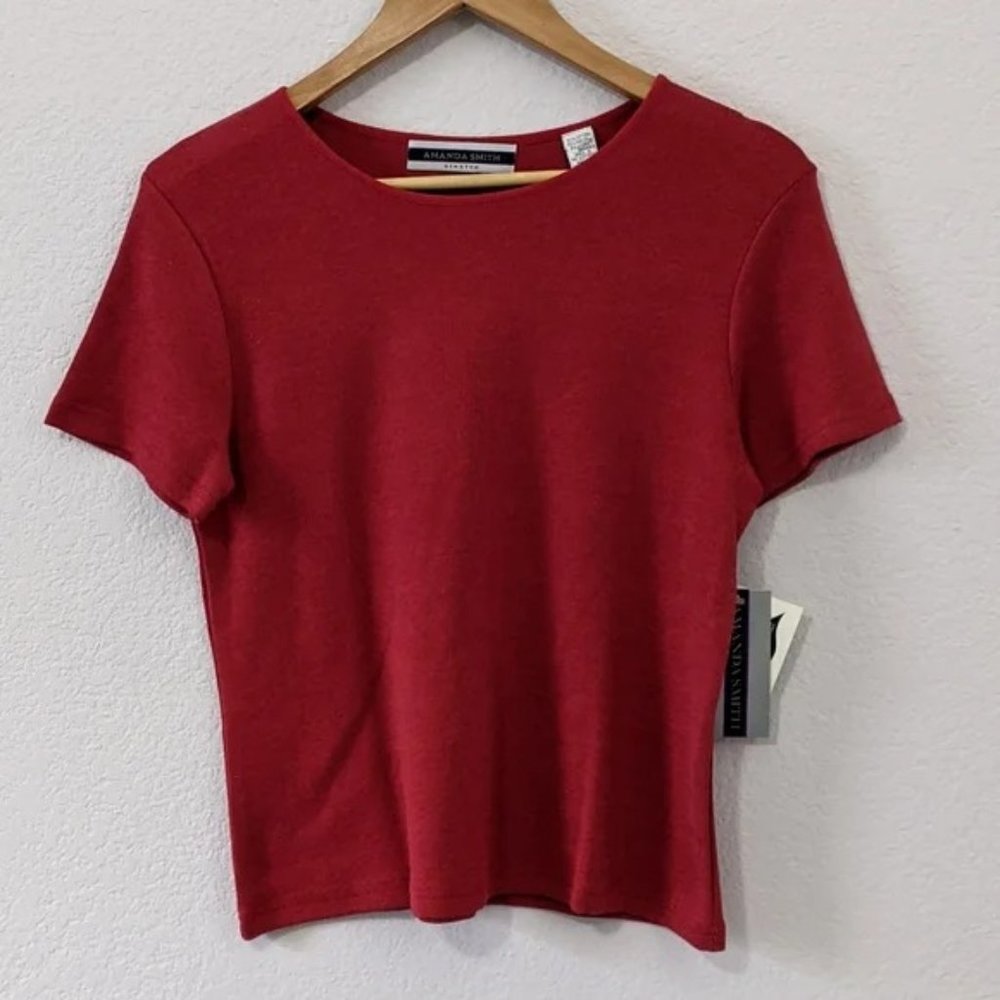 Amanda Smith Short Sleeve Knit Top, Red